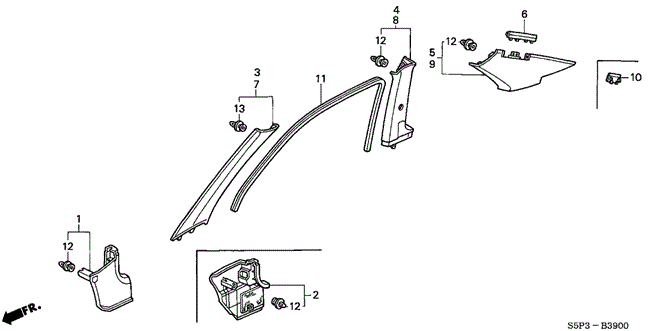 INTERIOR / BUMPER/PILLAR GARNISH for 2004 Honda CIVIC COUPE #1