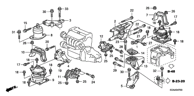 Body/Air Conditioning/Engine Mounts (L4) (MT) for 2007 Honda ACCORD SEDAN #1