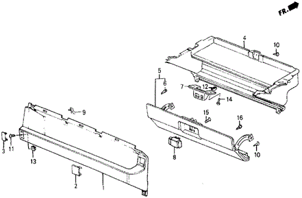 INTERIOR / BUMPER/GLOVE BOX COMPONENTS for 1986 Honda CIVIC 5-DOOR #1