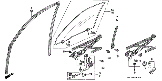 BODY / AIR CONDITIONING/FRONT DOOR WINDOW for 1993 Honda CIVIC SEDAN #1