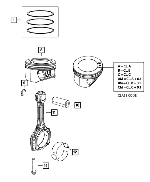 Crankshaft, Piston, Drive Plate, Flywheel, and Damper for 2015 Jeep Renegade #1