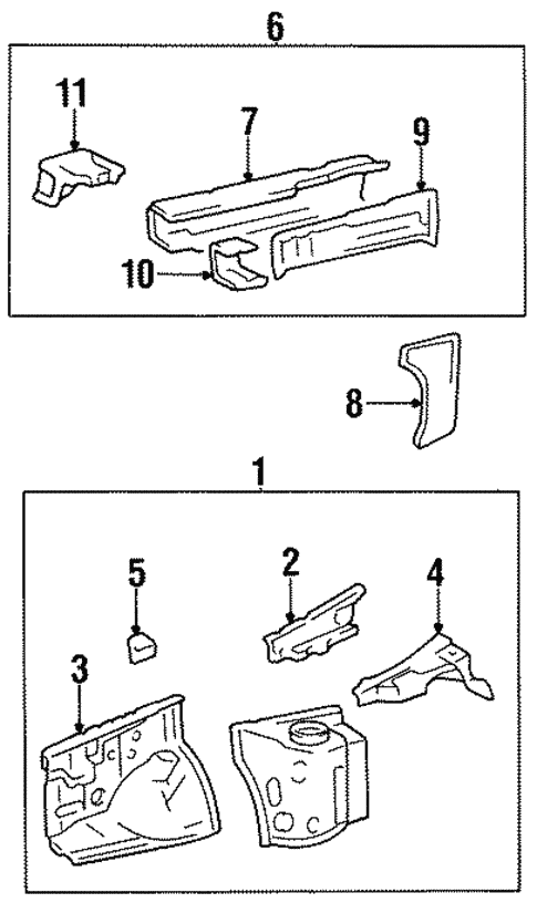 Structural Components & Rails for 1997 Toyota Tercel #0