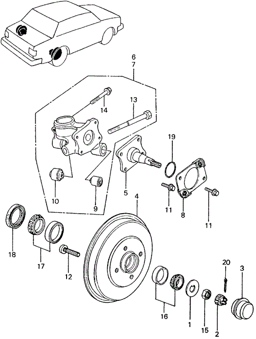 CHASSIS/REAR BRAKE DRUM for 1982 Honda CIVIC SEDAN #1