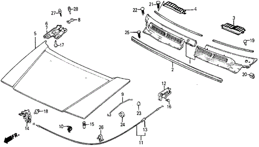 BODY / AIR CONDITIONING/HOOD for 1986 Honda CIVIC 5-DOOR #1