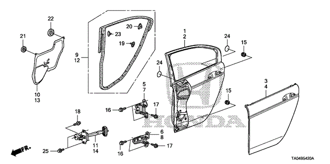 BODY / AIR CONDITIONING/REAR DOOR PANELS for 2010 Honda ACCORD SEDAN #1