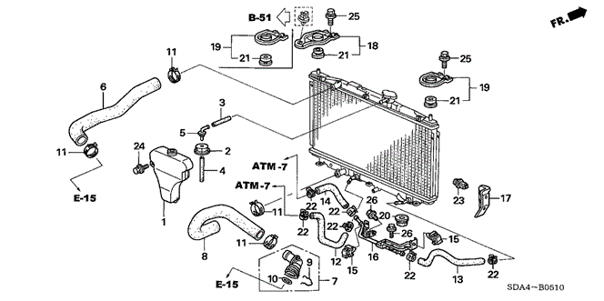 ELECTRICAL / EXHAUST / HEATER / FUEL/RADIATOR HOSE - RESERVE TANK (L4) for 2005 Honda ACCORD SEDAN #1