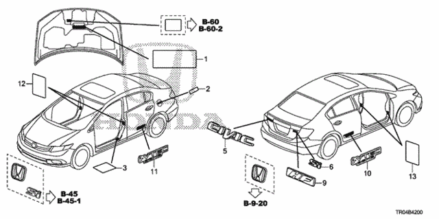 Emblems - Caution Labels for 2012 Honda Civic #1