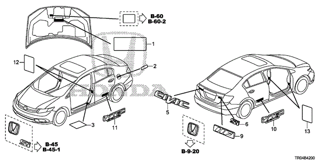 Interior/Bumper/Emblems - Caution Labels for 2012 Honda CIVIC SEDAN #1