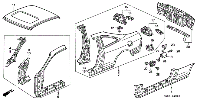 BODY / AIR CONDITIONING/OUTER PANEL (OLD STYLE PANEL) for 2001 Honda ACCORD COUPE #1