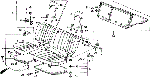 INTERIOR / BUMPER/REAR SEAT (EXC. WAGOVAN) for 1990 Honda CIVIC 5-DOOR #1
