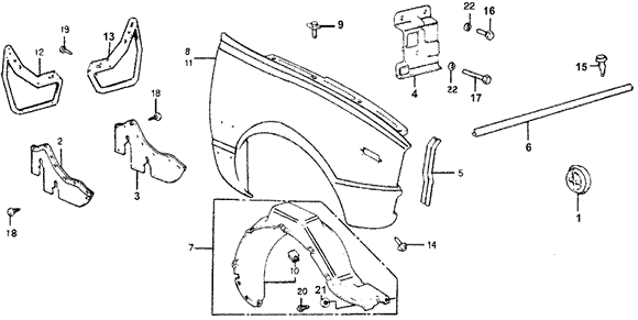 Body/Air Conditioning/Front Fender for 1978 Honda ACCORD HATCHBACK #1
