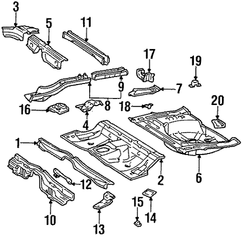 BODY/REAR FLOOR & RAILS for 1997 Toyota Celica #2