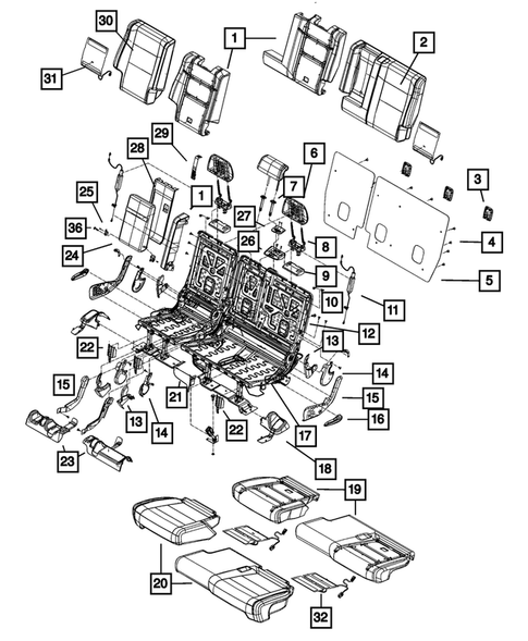 Rear Seats - Second Row for 2016 Jeep Grand Cherokee #0