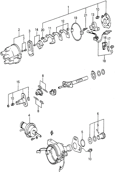 ENGINE/DISTRIBUTOR COMPONENTS (4) for 1980 Honda ACCORD HATCHBACK #1