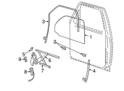 Body/Glass - Front Door for 2000 Ford Explorer #1