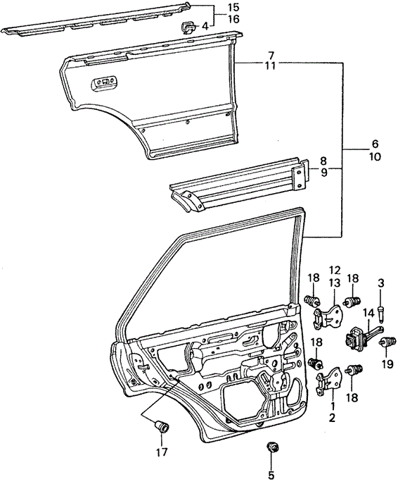 BODY / AIR CONDITIONING/REAR DOOR PANELS for 1982 Honda CIVIC SEDAN #1
