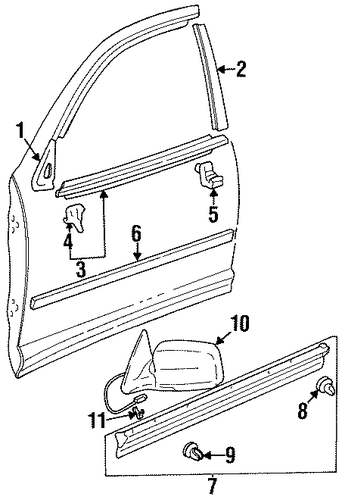 BODY/OUTSIDE MIRRORS for 1998 Toyota Avalon #1
