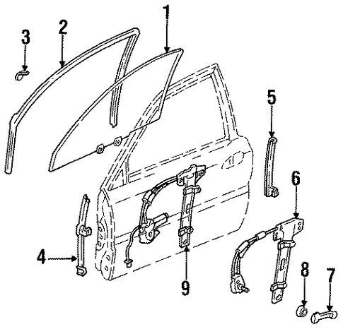 Clip, Front Door Glass Guide Clip, Front Door Glass Guide