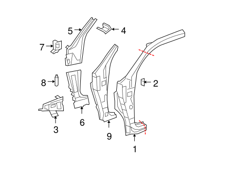 BODY/HINGE PILLAR for 2007 Toyota Tundra #1