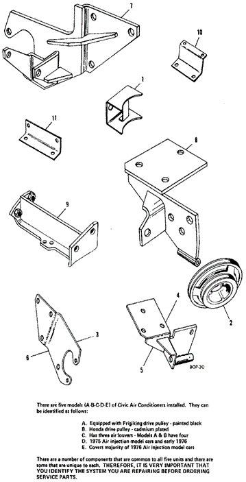 BODY / AIR CONDITIONING/A/C MOUNT - DRIVE for 1973 Honda CIVIC 1200 COUPE #1