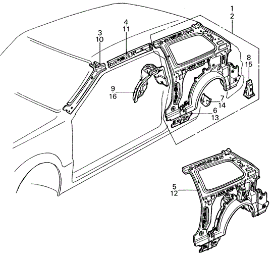 BODY / AIR CONDITIONING/BODY STRUCTURE - INSIDE PANEL (1) for 1982 Honda CIVIC HATCHBACK #1