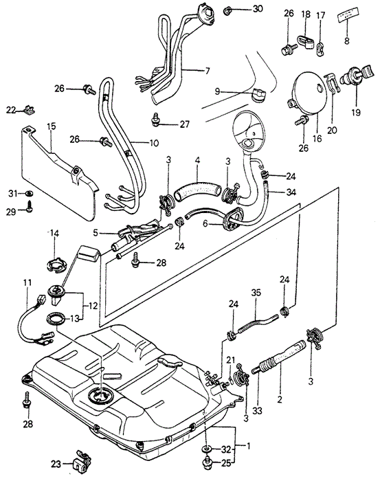 ELECTRICAL / EXHAUST / HEATER / FUEL/FUEL TANK - TANK LID - LOCK for 1983 Honda CIVIC 5-DOOR #1