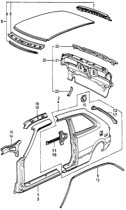 Body/Air Conditioning/Body Structure Components (2) for 1980 Honda ACCORD HATCHBACK #1