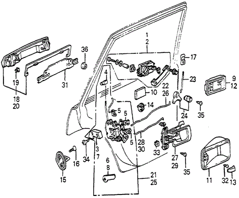 BODY / AIR CONDITIONING/REAR DOOR LOCKS 4DR for 1985 Honda ACCORD SEDAN #1