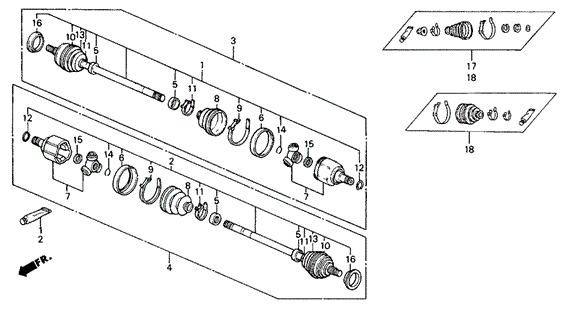 CHASSIS/REAR DRIVESHAFT 4WD for 1990 Honda CIVIC 5-DOOR #1