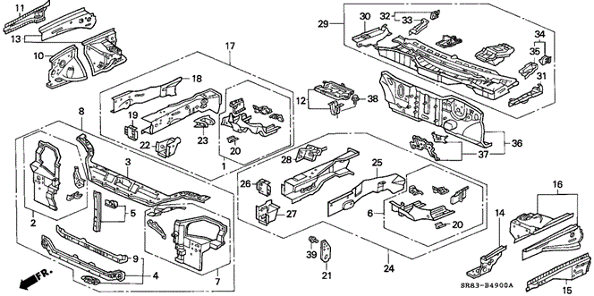 Body/Air Conditioning/Body Structure (1) for 1993 Honda CIVIC COUPE #1
