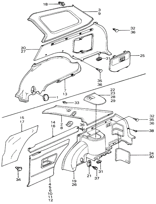 INTERIOR / BUMPER/SIDE LINING - SIDE UPPER LINING for 1982 Honda CIVIC HATCHBACK #1