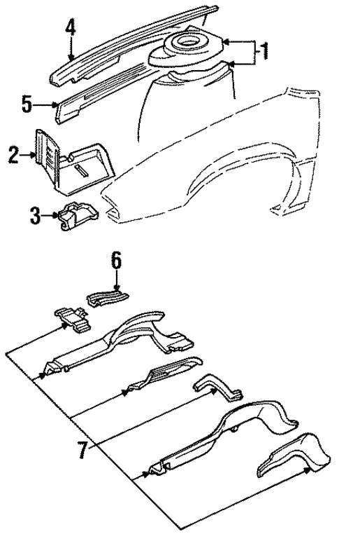 Inner Structure & Rails for 1991 Pontiac Grand Prix #0