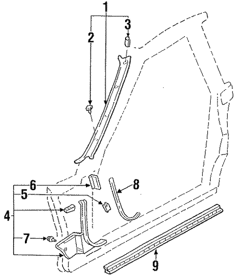 Interior Trim - Pillars for 1993 Ford Probe #0