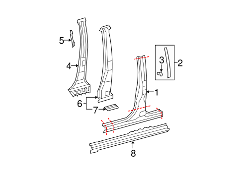 BODY/CENTER PILLAR & ROCKER for 2008 Toyota Tundra #1