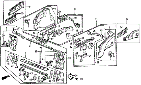 BODY / AIR CONDITIONING/FRONT BULKHEAD for 1986 Honda CIVIC 5-DOOR #1