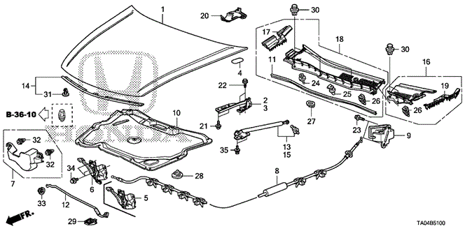 BODY / AIR CONDITIONING/ENGINE HOOD for 2010 Honda ACCORD SEDAN #1