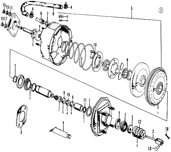 CHASSIS/VACUUM BOOSTER for 1975 Honda CIVIC 1200 HATCHBACK #1
