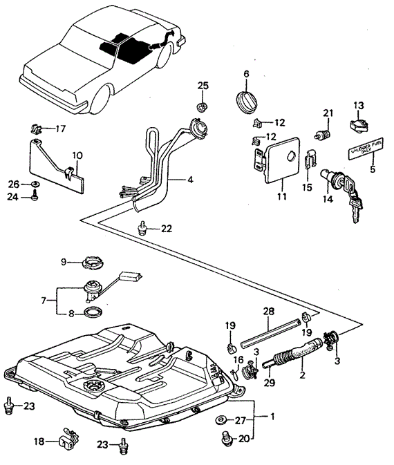 ELECTRICAL / EXHAUST / HEATER / FUEL/FUEL TANK - TANK LID - LOCK for 1982 Honda CIVIC SEDAN #1