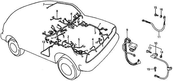 ELECTRICAL / EXHAUST / HEATER / FUEL/WIRE HARNESS (1) for 1976 Honda CIVIC HATCHBACK #1