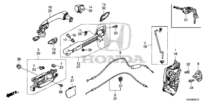 BODY / AIR CONDITIONING/FRONT DOOR LOCKS - OUTER HANDLE for 2014 Honda ACCORD SEDAN #1