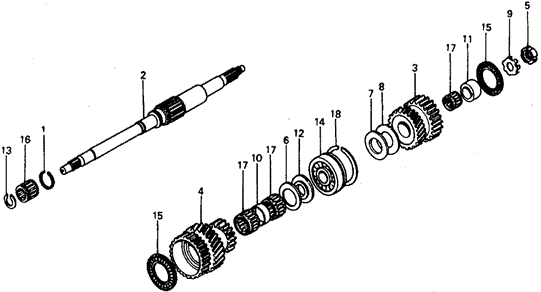 TRANSMISSION - HONDAMATIC/HMT MAINSHAFT for 1979 Honda CIVIC 1200 HATCHBACK #1