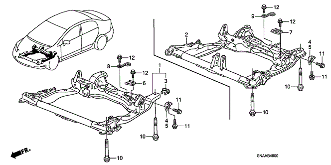 BODY / AIR CONDITIONING/FRONT SUB FRAME for 2009 Honda CIVIC SEDAN #1