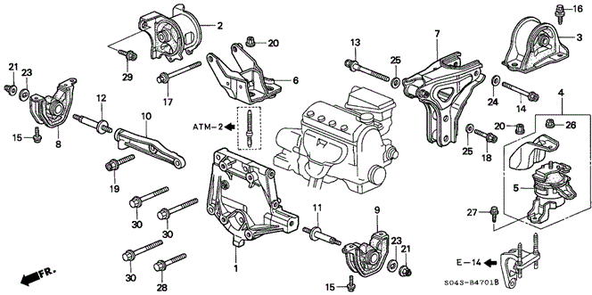 BODY / AIR CONDITIONING/AT ENGINE MOUNT (S4MA) for 1996 Honda CIVIC SEDAN #1
