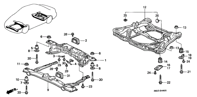 BODY / AIR CONDITIONING/REAR BEAM - CROSS BEAM for 2001 Honda ACCORD COUPE #1