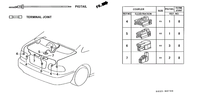 Electrical/Exhaust/Heater/Fuel/Electrical Connectors (RR.) for 2000 Honda CIVIC COUPE #1