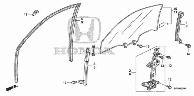 Door Window - Regulator for 2011 Honda Civic #0