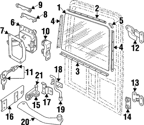 Defender 90 GLASS & HARDWARE - BACK