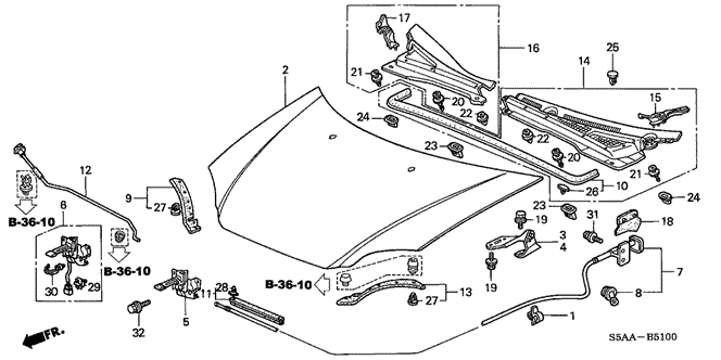 BODY / AIR CONDITIONING/HOOD for 2004 Honda CIVIC SEDAN #1
