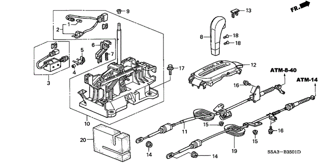 CHASSIS/SELECT LEVER (2) for 2001 Honda CIVIC SEDAN #1