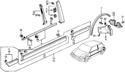 BODY / AIR CONDITIONING/SIDE PROTECTOR for 1989 Honda CIVIC HATCHBACK #1